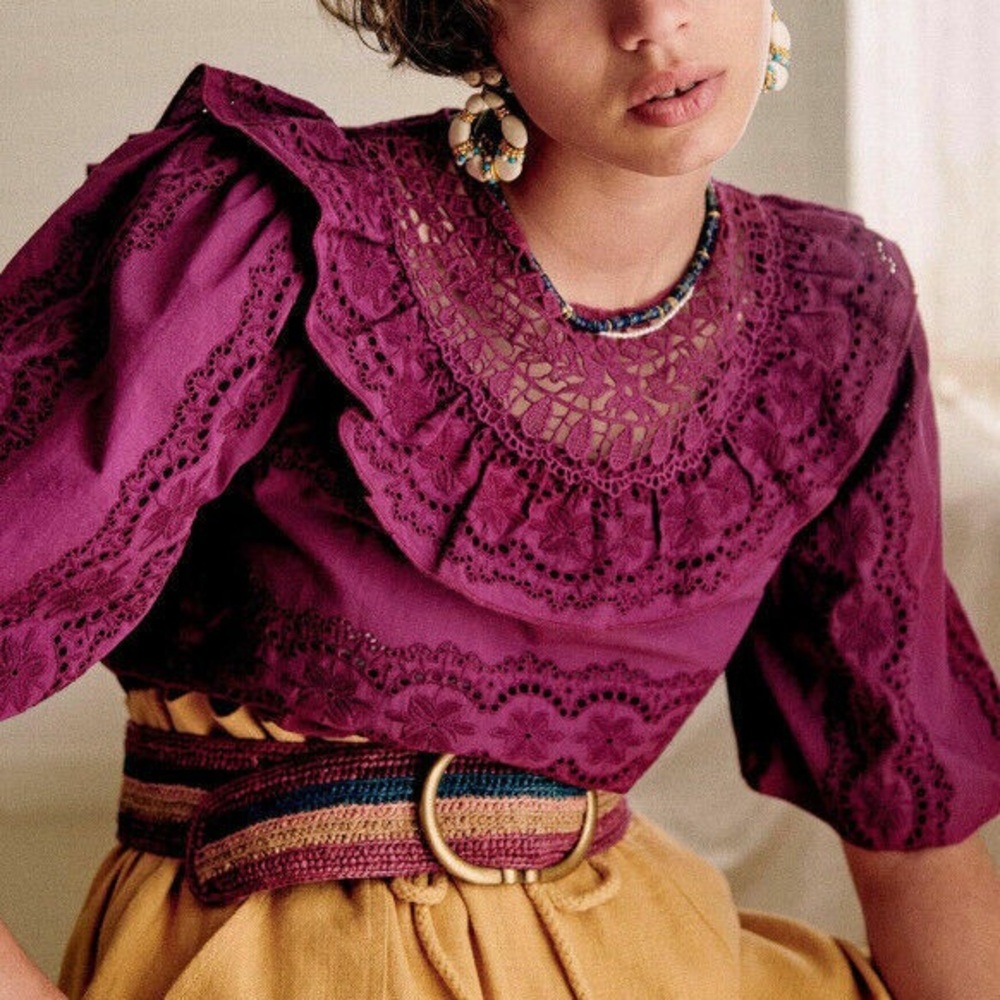 Sezane Purple Elsa Blouse